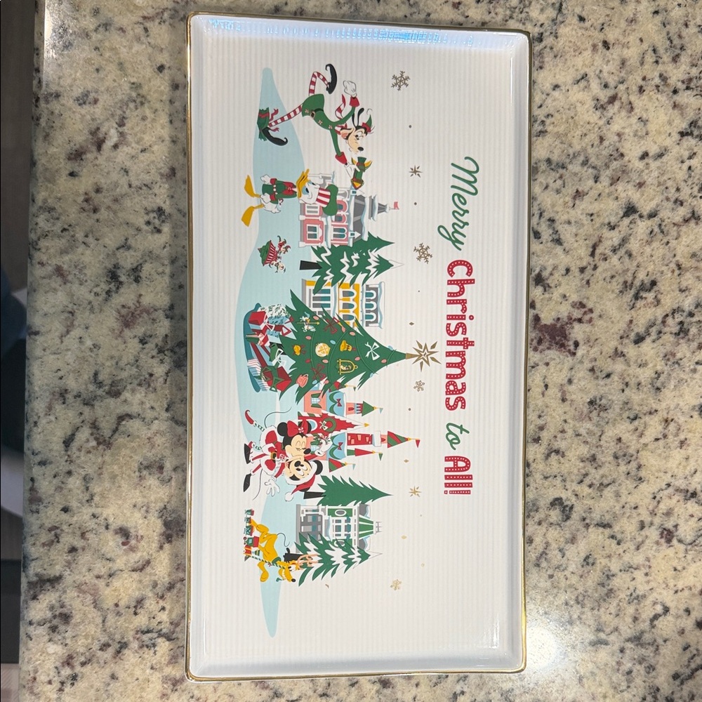 Disney Mickey And Friends Merry Christmas To All Ceramic Platter